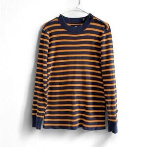 G-Star Raw Men’s Striped Orange Navy Crewneck Sweater size Small